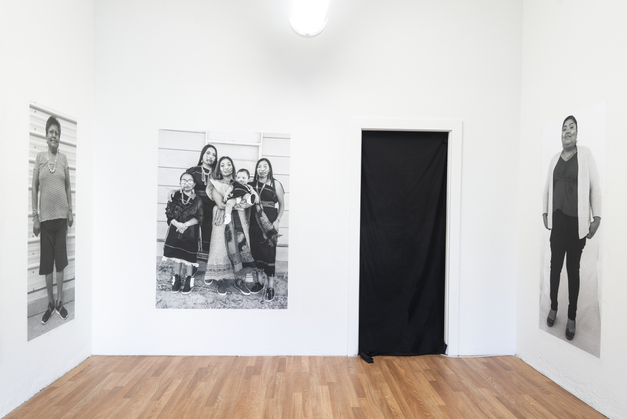 Navajo women. Black and white photograph.